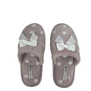 NWT LAURA ASHLEY Women’s Slip On Slippers Sz Small (5-6) Multi Color Polka Dot